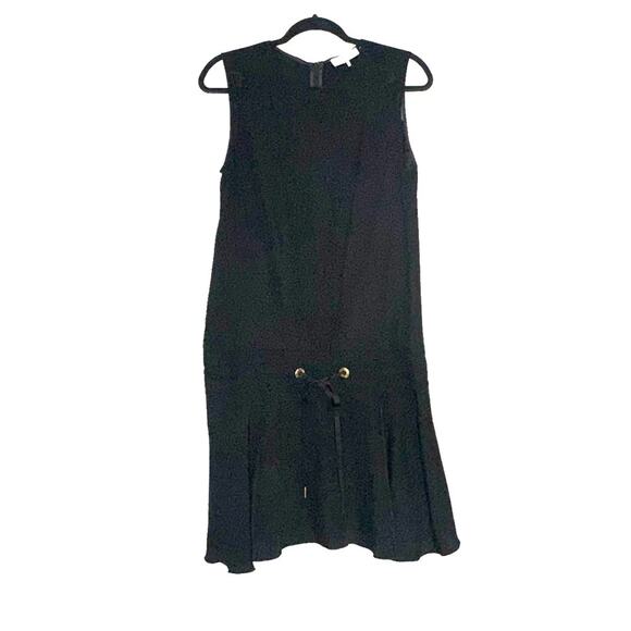 Sandro Rosilda Drawstring Waist Sleeveless Black Dress 3 LARGE - Picture 2 of 8